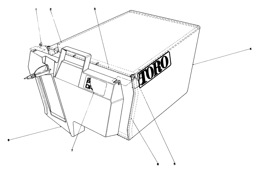 Grass Bag Assembly No. 11-0189 Diagram and Parts List for 20671 3000001 - 3999999 Toro Lawn Mower