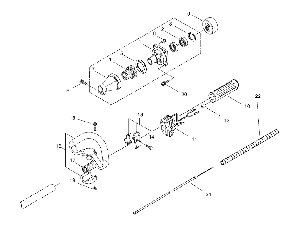 Clutch And Handle Assembly Diagram and Parts List for 53002 790001 - 799999 Toro Trimmer