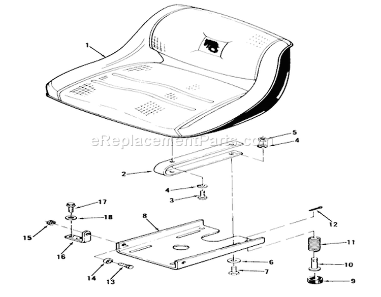 Seat Diagram and Parts List for 01-11B803 1980 Toro Lawn Tractor