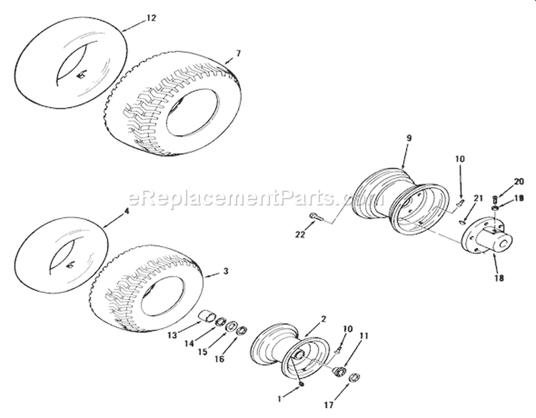 Wheels and Tires Diagram and Parts List for 01-11B803 1980 Toro Lawn Tractor
