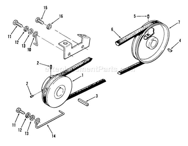 Drive Belt and Pulleys Diagram and Parts List for 01-11B803 1980 Toro Lawn Tractor