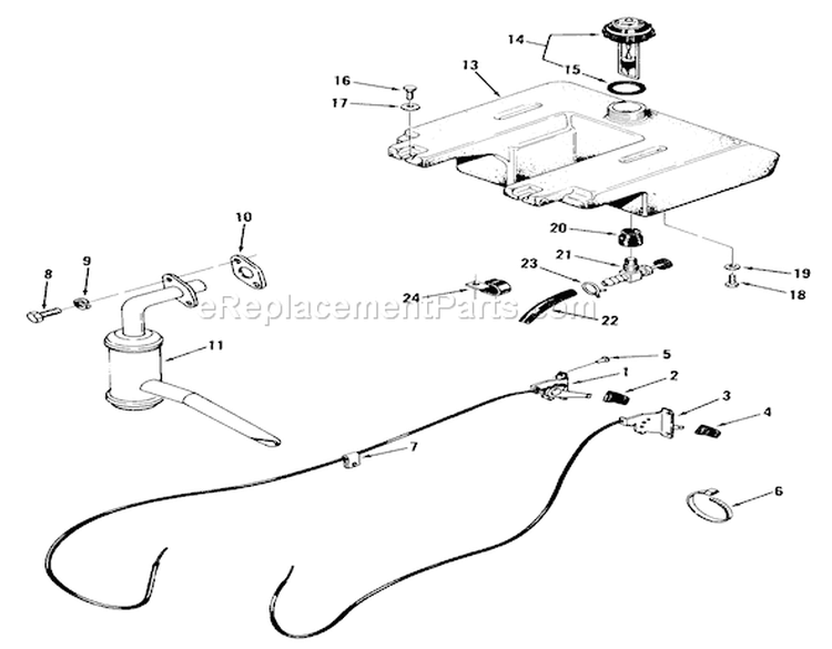 Fuel and Exhaust System Diagram and Parts List for 01-11B803 1980 Toro Lawn Tractor