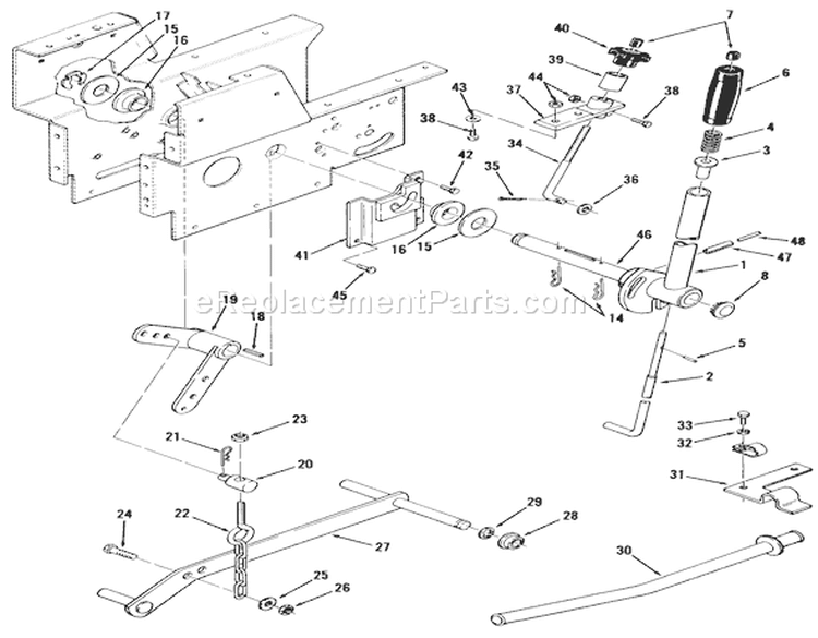Lift Linkage Diagram and Parts List for 01-11B803 1980 Toro Lawn Tractor