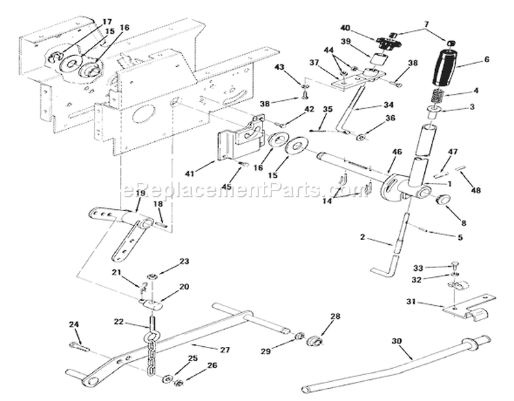 Lift Linkage Diagram and Parts List for 01-11B804 1981 Toro Lawn Tractor