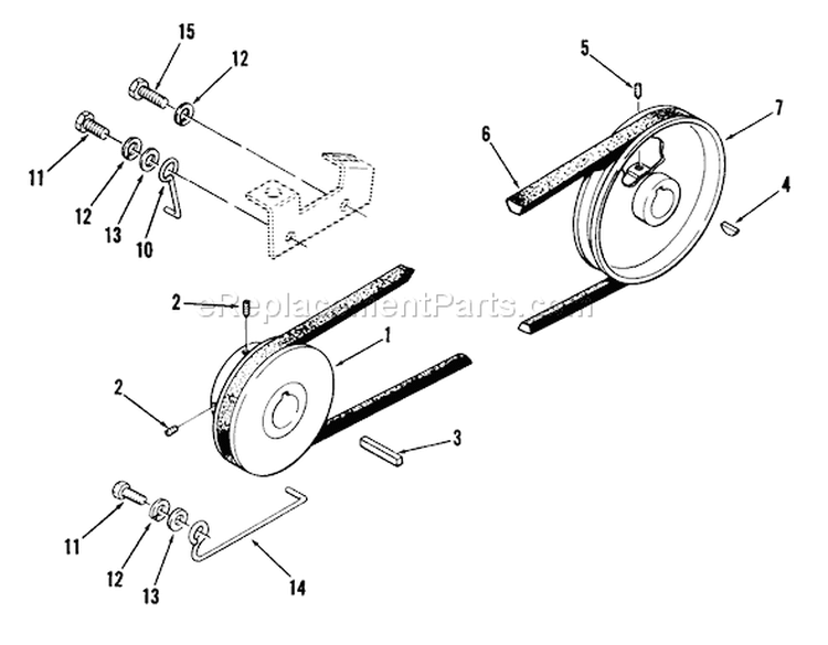 Drive Belt and Pulleys Diagram and Parts List for 01-11B804 1981 Toro Lawn Tractor