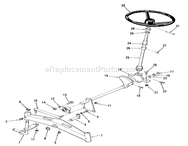 Front Axle and Steering Diagram and Parts List for 01-11B804 1981 Toro Lawn Tractor