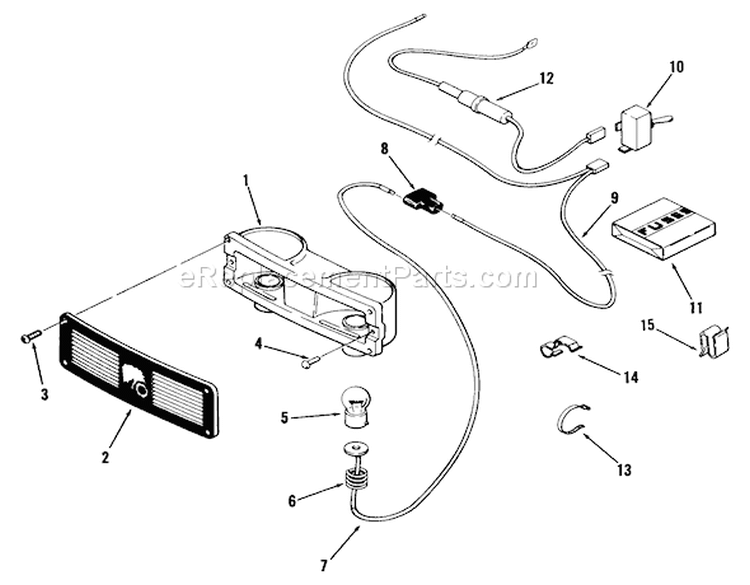 Head Lights Diagram and Parts List for 01-11B804 1981 Toro Lawn Tractor