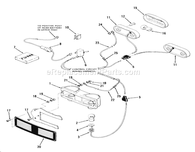Head and Tail Lights Diagram and Parts List for 01-14E801 1983 Toro Lawn Tractor