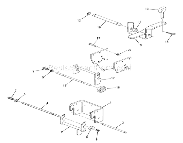 Hitches Diagram and Parts List for 01-16KH01 1982 Toro Lawn Tractor