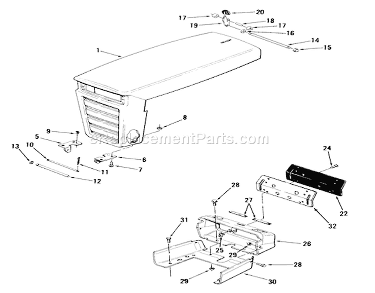 Sheet Metal and Covers Diagram and Parts List for 01-16KH01 1982 Toro Lawn Tractor