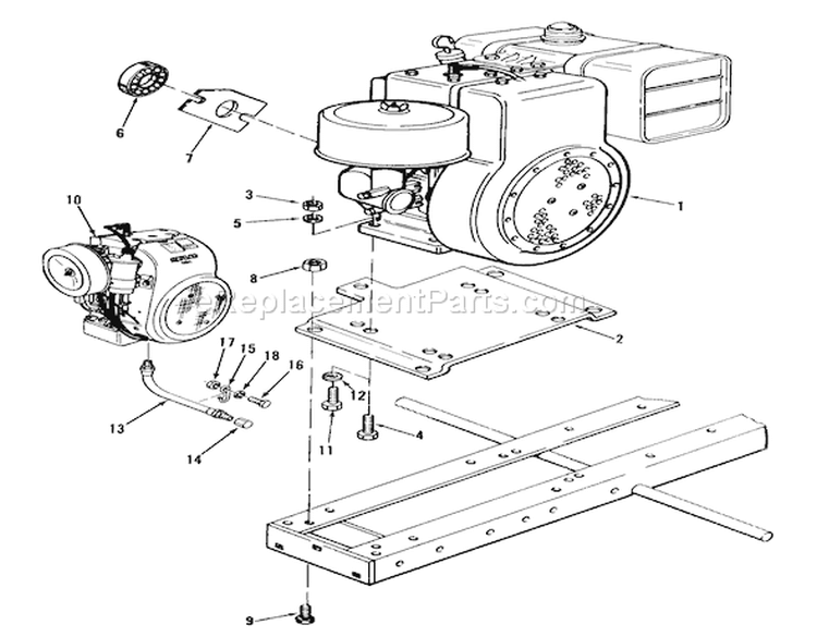 Single Cylinder Engine Diagram and Parts List for 01-16KH01 1982 Toro Lawn Tractor