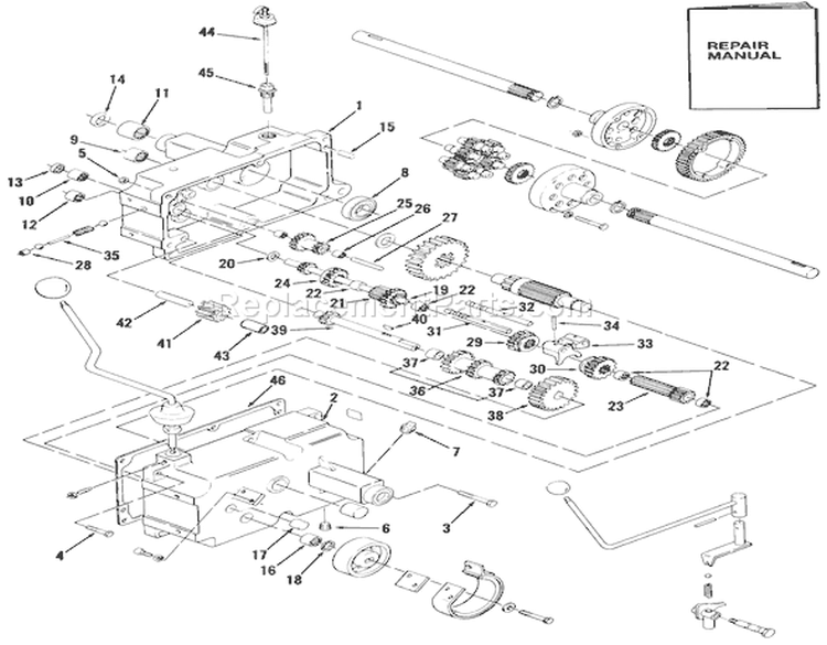 Mechanical Trans-8 Speed Diagram and Parts List for 01-10K803 1982 Toro Lawn Tractor