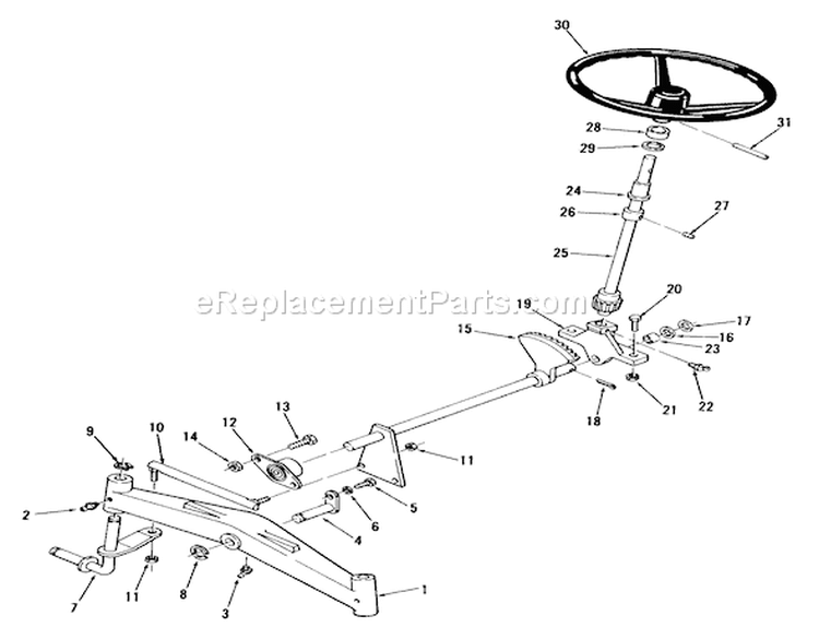 Front Axle and Steering Diagram and Parts List for 01-16KE02 1981 Toro Lawn Tractor