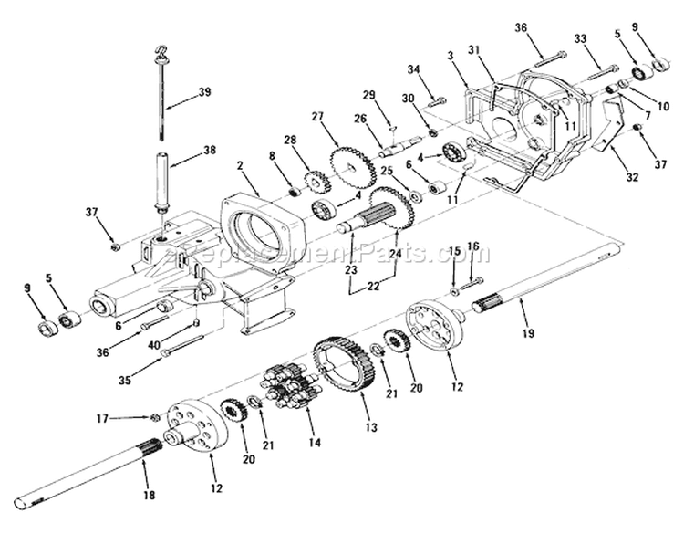 Transaxle Diagram and Parts List for 01-16KE02 1981 Toro Lawn Tractor