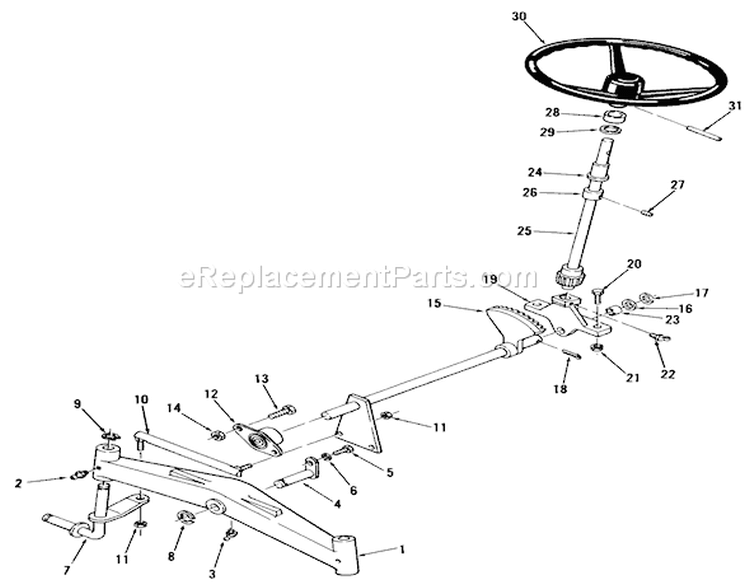 Front Axle and Steering Diagram and Parts List for 01-10K803 1982 Toro Lawn Tractor