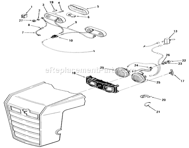 Head and Tail Lights Diagram and Parts List for 01-10K803 1982 Toro Lawn Tractor