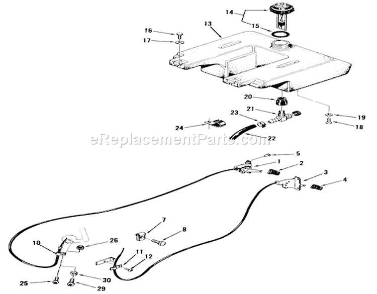 Throttle Choke And Fuel System Diagram and Parts List for 01-17K803 1982 Toro Lawn Tractor