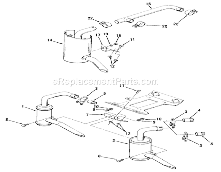 Exhaust System Diagram and Parts List for 01-10K803 1982 Toro Lawn Tractor