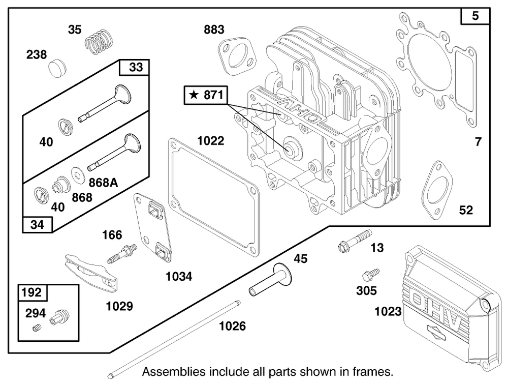 Engine Briggs & Stratton Model 28n777-0174-01 Diagram and Parts List for 71217 7900001 - 7999999 Toro Lawn Tractor