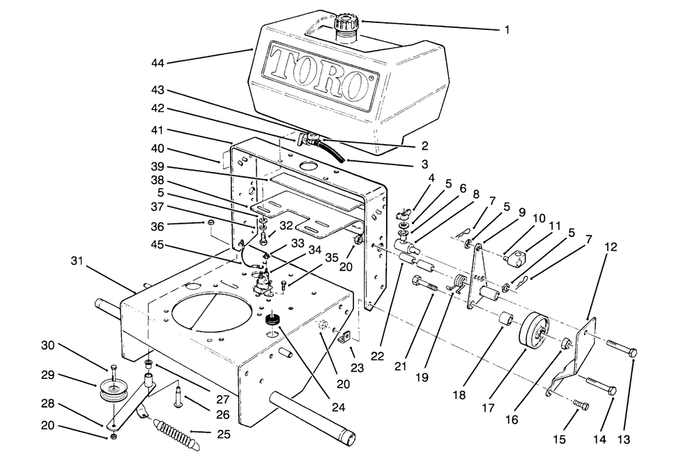 Frame Assembly Diagram and Parts List for 30180 490731 - 499999 Toro Lawn Tractor Accessories