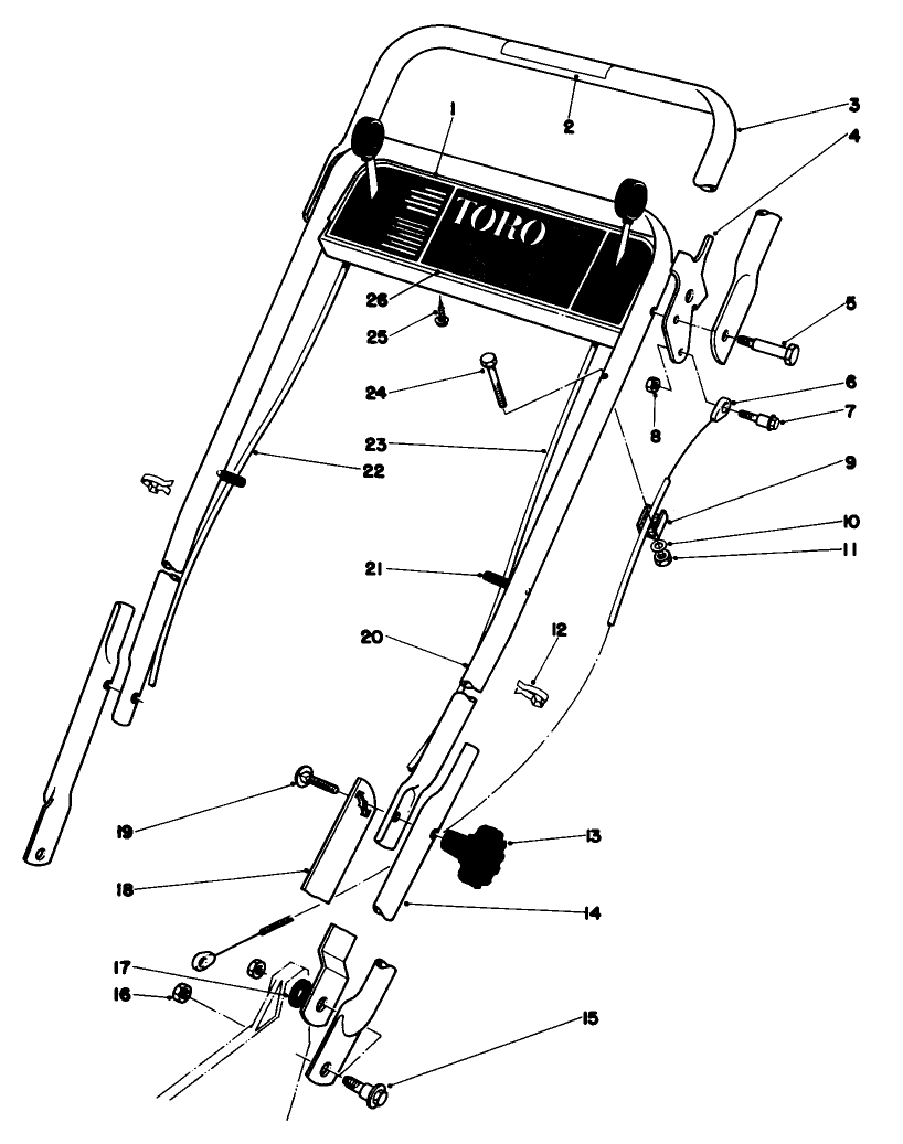 Handle Assembly Diagram and Parts List for 20775 9000001 - 9999999 Toro Lawn Mower