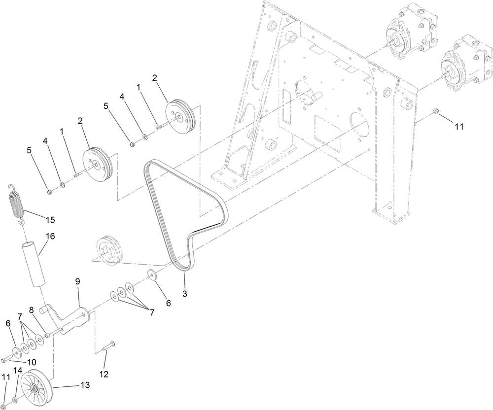 Hydraulic Pump Pulley Assembly Diagram and Parts List for 22322 407400000 - 407999999 Toro Lawn Tractor Accessories