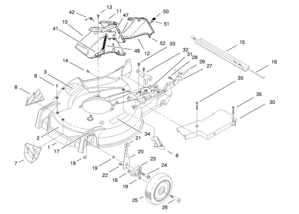 Housing Assembly Diagram and Parts List for 20478 7900001 - 7999999 Toro Lawn Mower