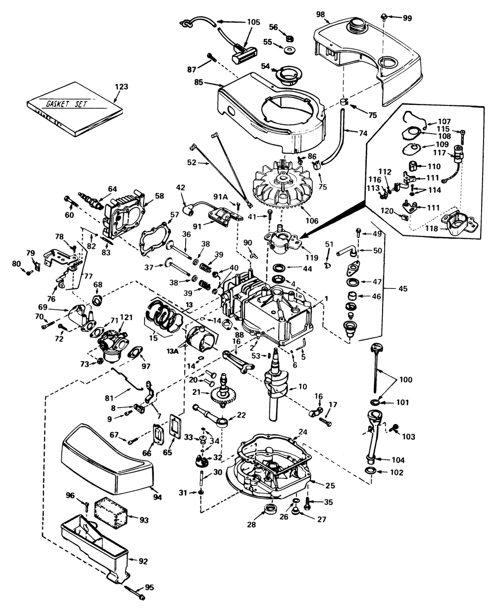 Engine Tecumseh Model No. Tnt 100-10073c Diagram and Parts List for 18085 0000001 - 0999999 Toro Lawn Mower