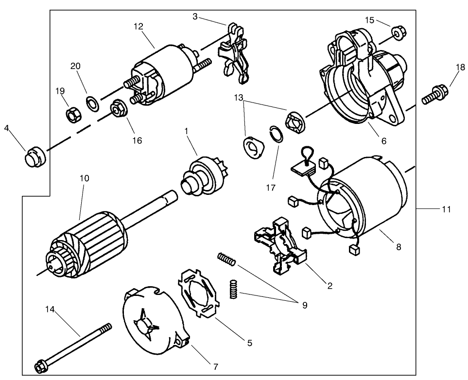 Starter Assembly Diagram and Parts List for 73545 8900001 - 8999999 Toro Lawn Tractor