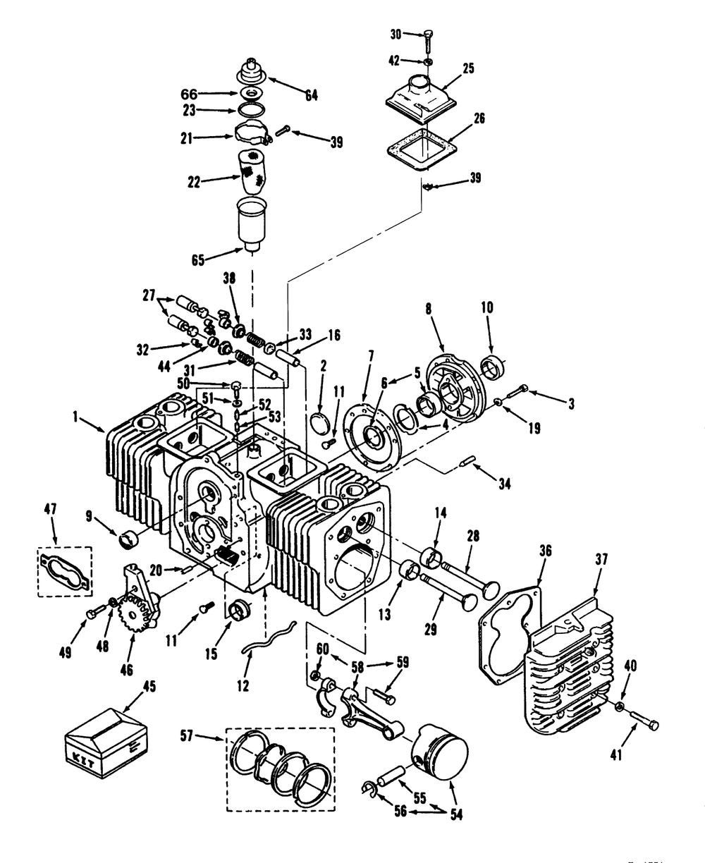 Cylinder Block Diagram and Parts List for 73421 3900001 - 3999999 Toro Lawn Tractor