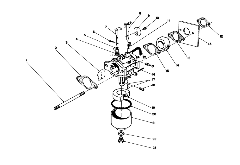 Carburetor Assembly (Model No. 47ph7) Diagram and Parts List for 16585 8004252 - 8999999 Toro Lawn Mower