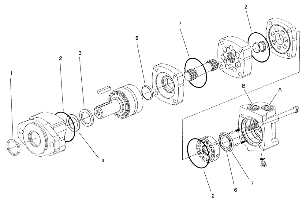 Hydraulic Motor And Assembly No. 99-6566 Diagram and Parts List for 22415 990001 - 999999 Toro Lawn Tractor Accessories