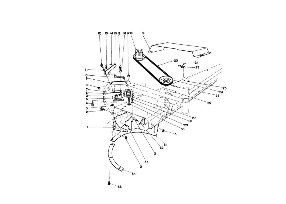 Idler Pulley & Deflector Assembly Diagram and Parts List for 30576 800001 - 899999 Toro Lawn Tractor Accessories