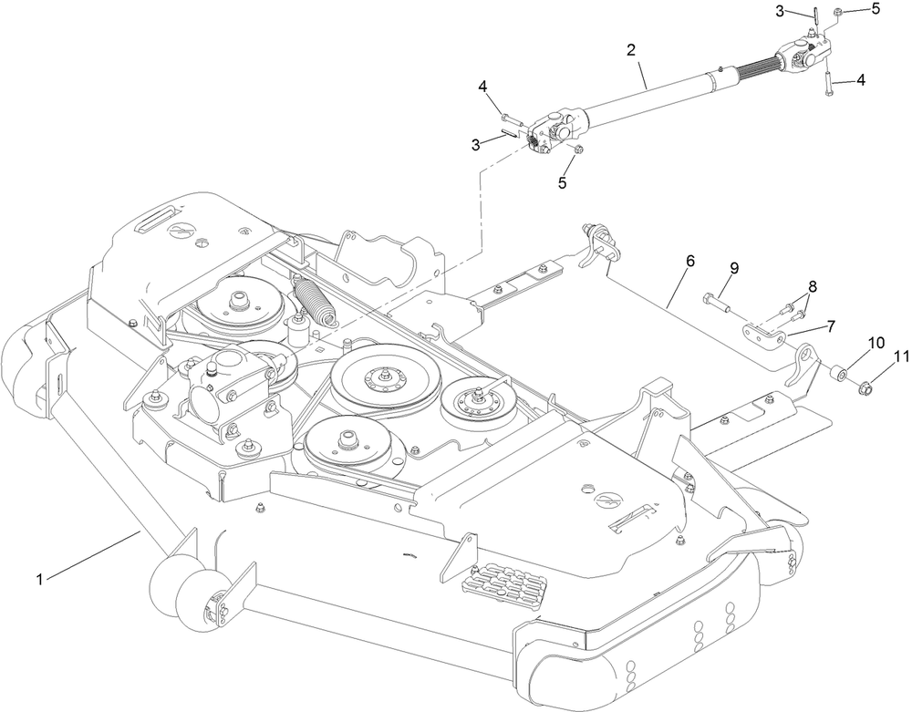 Deck, Driveshaft And Tunnel Assembly Diagram and Parts List for 72028 412410000 - 412699999 Toro Lawn Tractor