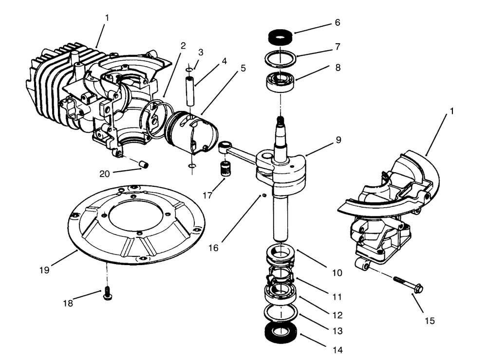 Crankshaft Assembly (Model No. 47pr4-7) Diagram and Parts List for 22044BC 5900001 - 5999999 Toro Lawn Mower