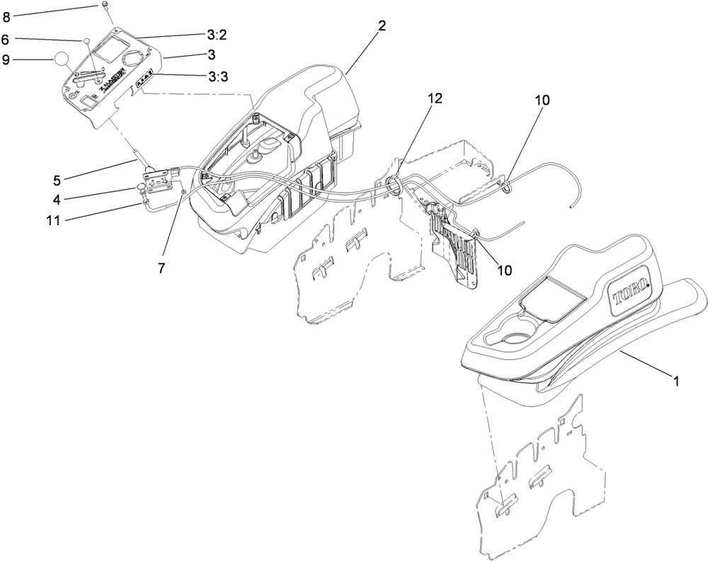 Fender, Console And Control Assembly Diagram and Parts List for 74923TE (290000001-290999999)(2009) Toro Lawn Mower