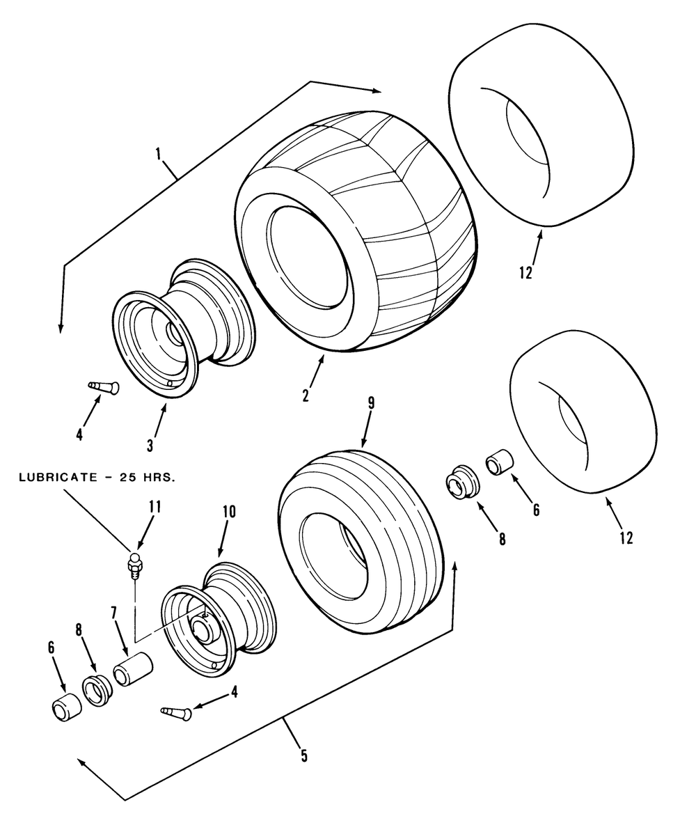 Wheels And Tires Diagram and Parts List for Z1-18KE02  Toro Lawn Tractor