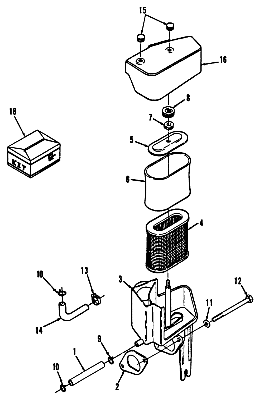12hp Engine Air Cleaner Assembly Diagram and Parts List for R2-12O502 2000001 - 2999999 Toro Lawn Tractor