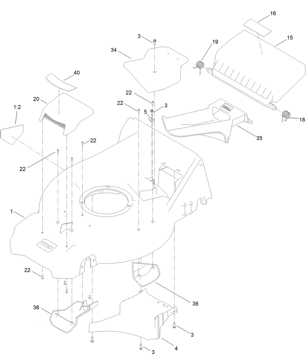 Housing Assembly Diagram and Parts List for 21563 412146709 - 412699999 Toro Lawn Mower