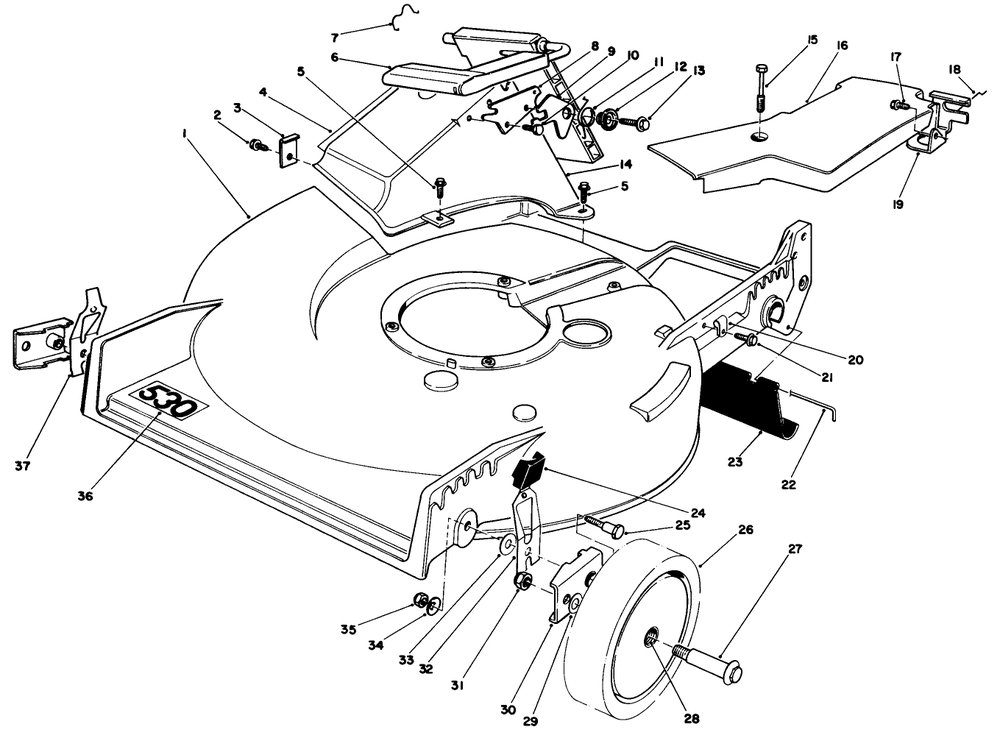 Housing Assembly Diagram and Parts List for 20718 5000001 - 5999999 Toro Lawn Mower