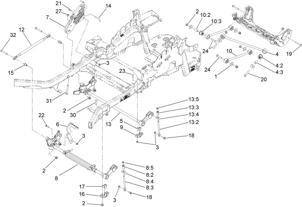 Deck Lift Assembly Diagram and Parts List for 74955CP (290000001-290999999)(2009) Toro Lawn Mower