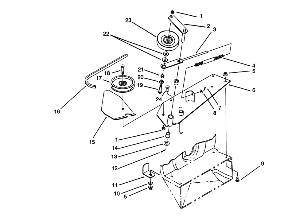 Pulley & Belt Assembly Diagram and Parts List for 79201 39000001 - 39999999 Toro Lawn Tractor Accessories