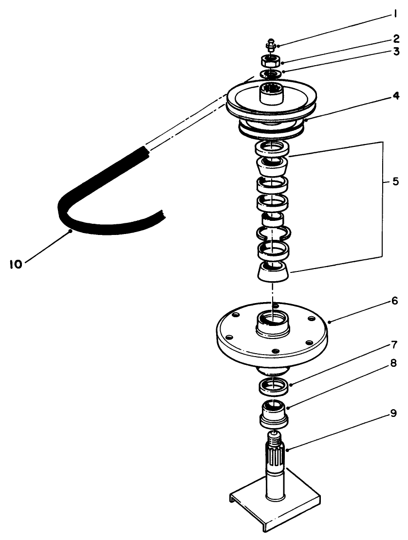 Drive Spindle No. 54-7781 Diagram and Parts List for 30136 8000001 - 8999999 Toro Lawn Mower