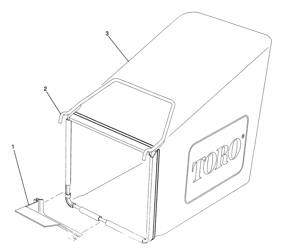 Grass Bag Assembly Diagram and Parts List for 20920B 0000001 - 0999999 Toro Lawn Mower