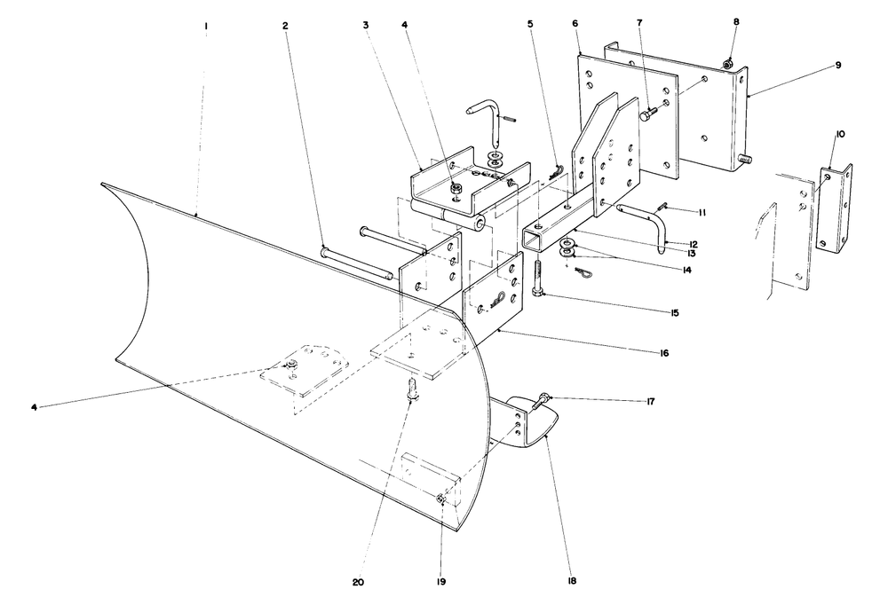 Grader Blade Assembly (Model No. 59099) (Optional) Diagram and Parts List for 38090 5000001 - 5999999 Toro Snow Blower
