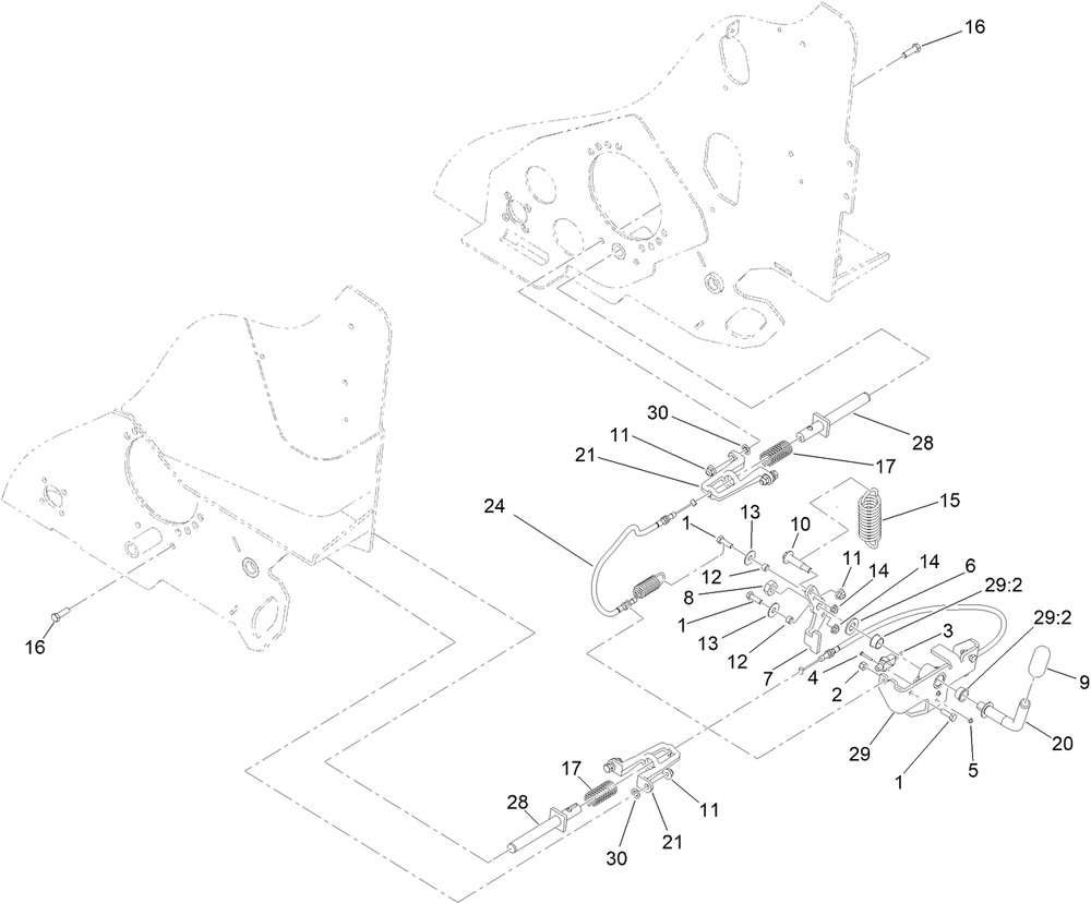 Parking Brake Assembly Diagram and Parts List for 22352 412900000 - 999999999 Toro Lawn Tractor Accessories