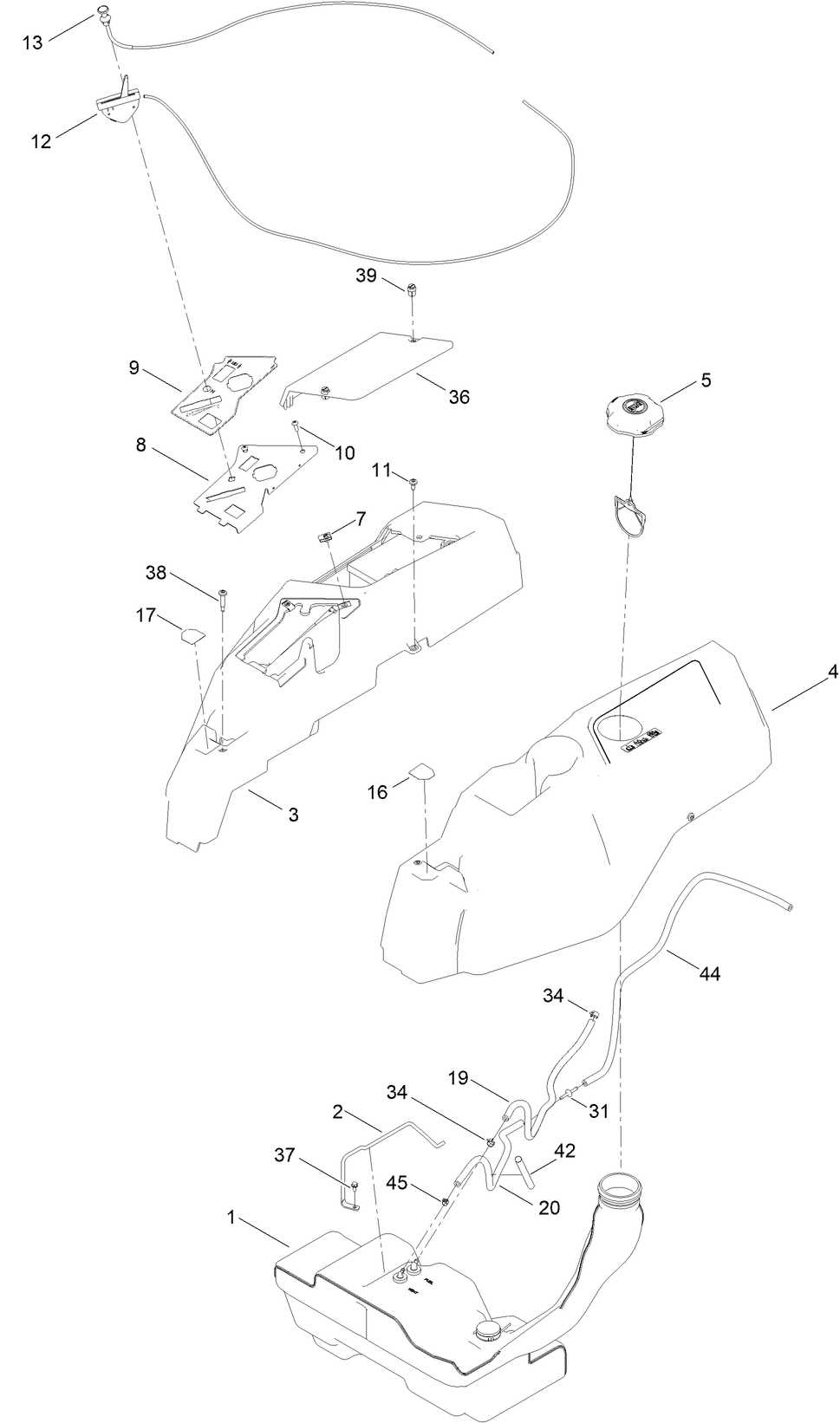 Body Styling And Fuel Pod Assembly Diagram and Parts List for 75306 412300000 - 999999999 Toro Lawn Tractor