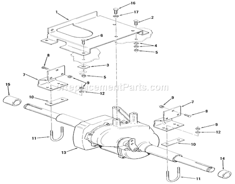 Transaxle Diagram and Parts List for 02-11BE01 1982 Toro Lawn Tractor