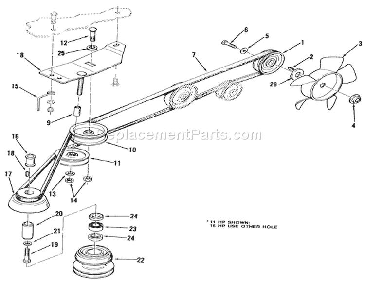 Drive Belt And Pulleys-Automatic Models Diagram and Parts List for 02-11BE01 1982 Toro Lawn Tractor