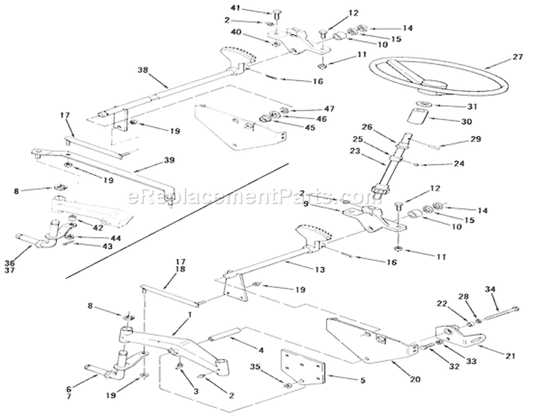 Front Axle And Steering Diagram and Parts List for 02-16BP01 1980 Toro Lawn Tractor